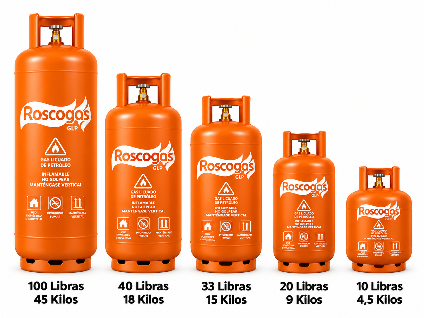 Presentaciones de cilindros ROSCOGAS